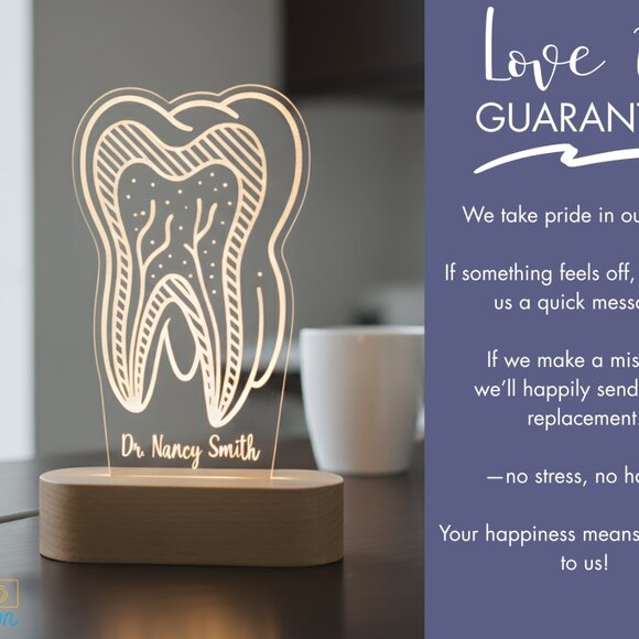 Personalized Dentist Night Light • Custom LED Tooth Lamp • Grad Gift - Picture 6 of 8